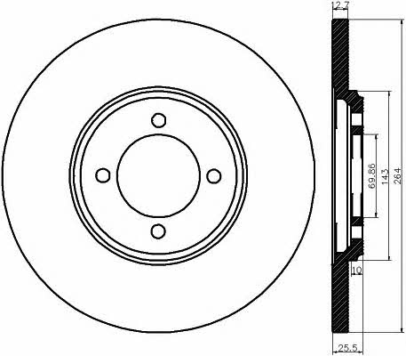 Mintex MDC130 Rear brake disc, non-ventilated MDC130
