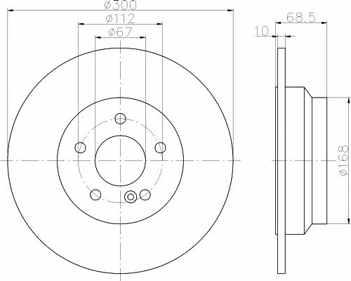 Mintex MDC1633 Rear brake disc, non-ventilated MDC1633