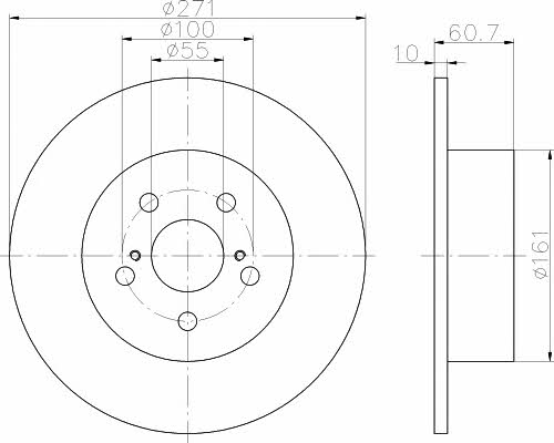 Mintex MDC1713 Rear brake disc, non-ventilated MDC1713