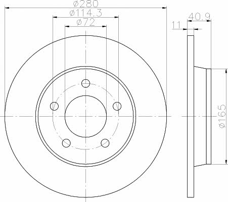 Mintex MDC1717 Rear brake disc, non-ventilated MDC1717