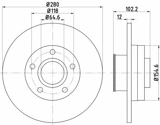 Mintex MDC1764 Rear brake disc, non-ventilated MDC1764