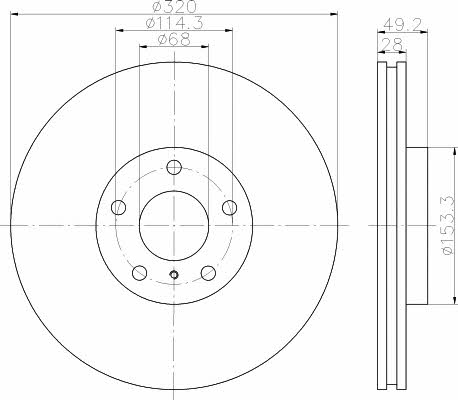 Mintex MDC1829 Front brake disc ventilated MDC1829