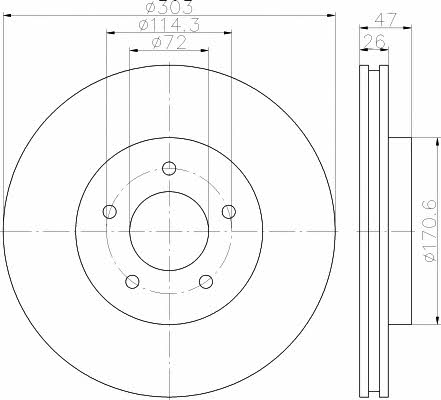 Mintex MDC2114 Front brake disc ventilated MDC2114