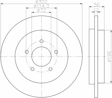 Mintex MDC2115 Rear brake disc, non-ventilated MDC2115