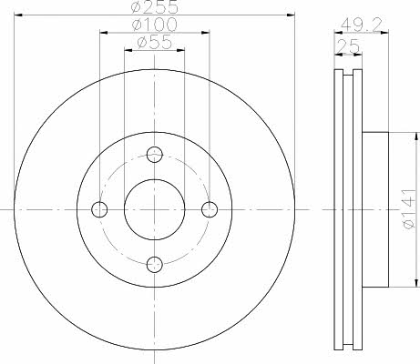 Mintex MDC2560 Front brake disc ventilated MDC2560