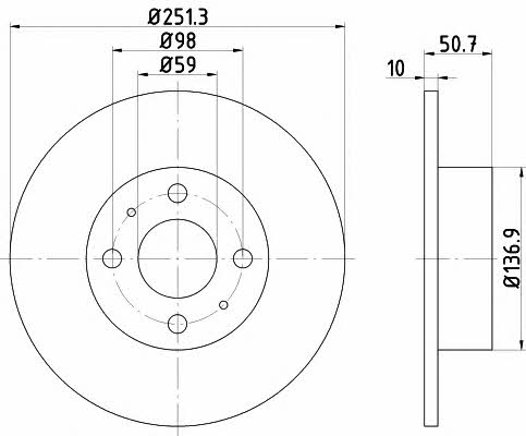 Mintex MDC389 Rear brake disc, non-ventilated MDC389