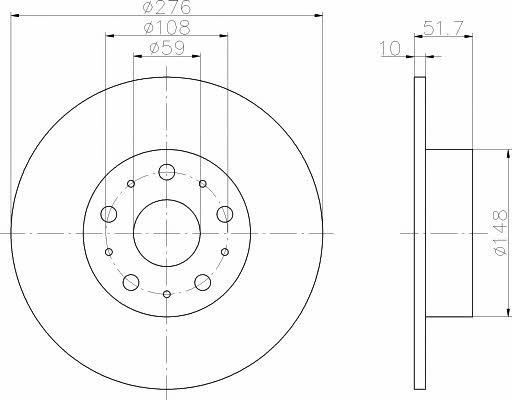 Mintex MDC850 Rear brake disc, non-ventilated MDC850