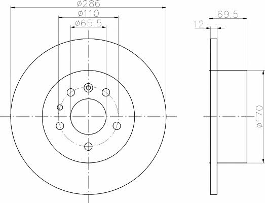 Mintex MDC867 Rear brake disc, non-ventilated MDC867