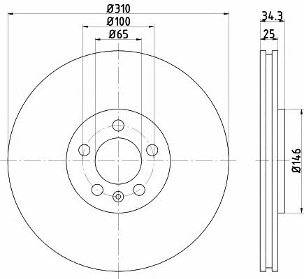 Mintex MDC2697 Front brake disc ventilated MDC2697