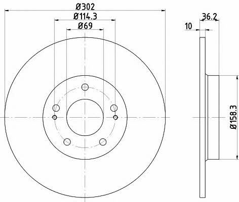 Mintex MDC2602 Rear brake disc, non-ventilated MDC2602