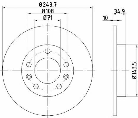 Mintex MDC2617 Rear brake disc, non-ventilated MDC2617