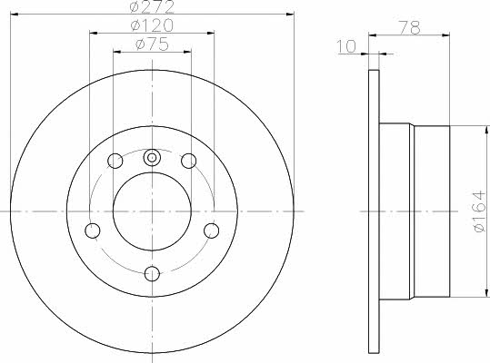 Mintex MDC1281 Rear brake disc, non-ventilated MDC1281