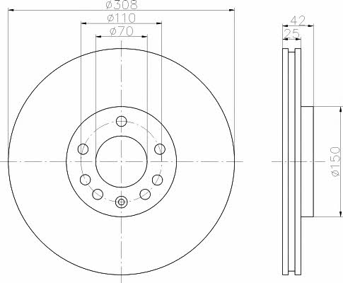 Mintex MDC1500 Front brake disc ventilated MDC1500