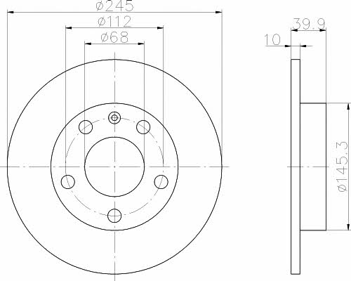 Mintex MDC1523 Rear brake disc, non-ventilated MDC1523