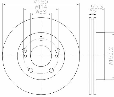 Mintex MDC1853 Front brake disc ventilated MDC1853