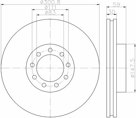 Mintex MDC1933 Front brake disc ventilated MDC1933