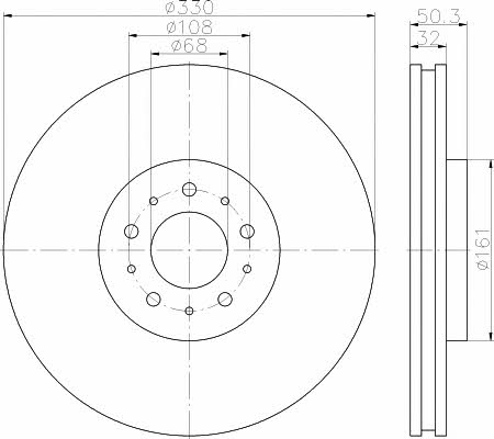 Mintex MDC1938 Front brake disc ventilated MDC1938