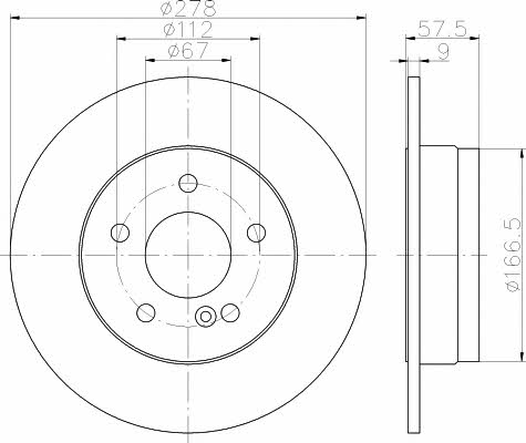 Mintex MDC2015 Rear brake disc, non-ventilated MDC2015