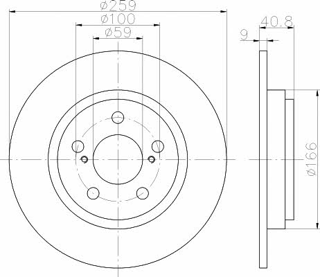 Mintex MDC2171 Rear brake disc, non-ventilated MDC2171