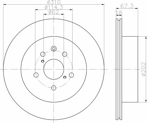 Mintex MDC2250 Rear ventilated brake disc MDC2250