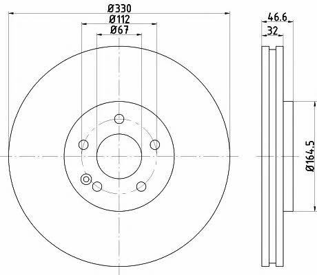 Mintex MDC2296 Front brake disc ventilated MDC2296