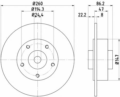 Mintex MDC2374 Rear brake disc, non-ventilated MDC2374