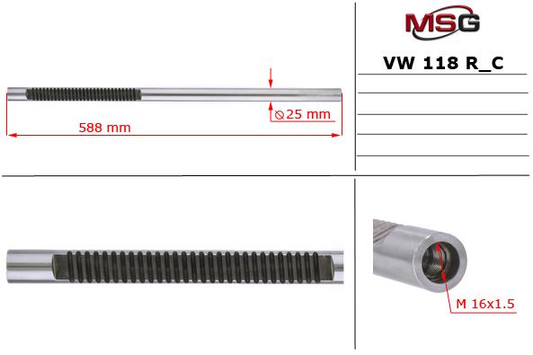 MSG VW118RC-ARCH Steering rack rod VW118RCARCH