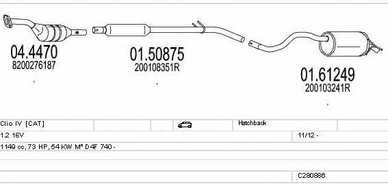 Mts C280886025325 Exhaust system C280886025325 C280886025325 Mts Exhaust system