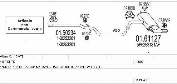 Mts C310405024015 Exhaust system C310405024015 C310405024015 Mts Exhaust system