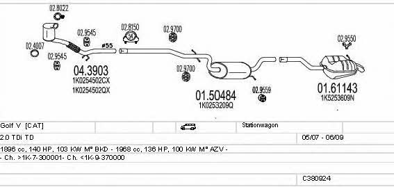Mts C380924025097 Exhaust system C380924025097 C380924025097 Mts Exhaust system