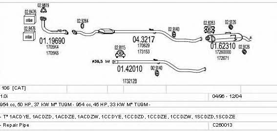  C260013005883 Exhaust system C260013005883