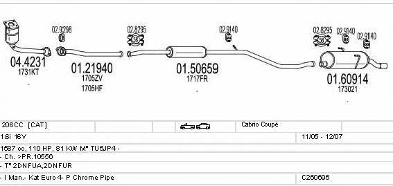 Mts C260696010550 Exhaust system C260696010550 C260696010550 Mts Exhaust system