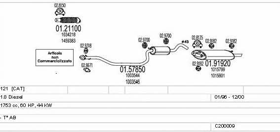 Mts C200009000016 Exhaust system C200009000016