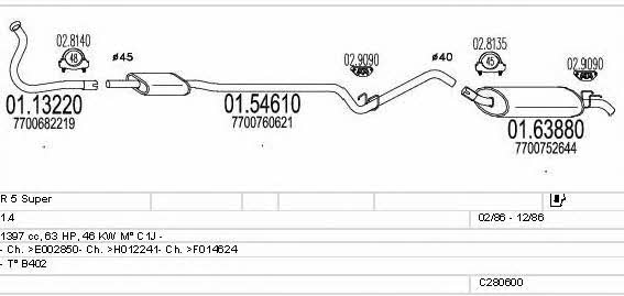 Mts C280600007651 Exhaust system C280600007651