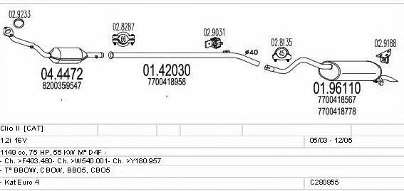 Mts C280855020146 Exhaust system C280855020146 C280855020146 Mts Exhaust system