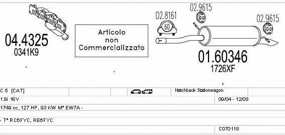 Mts C070118001043 Exhaust system C070118001043
