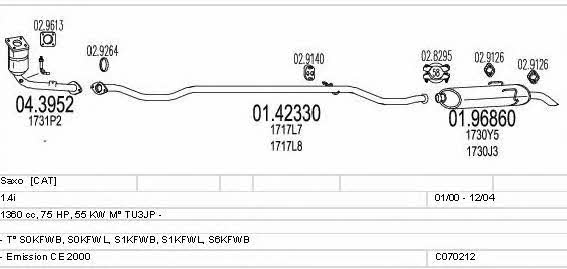 Mts C070212001146 Exhaust system C070212001146 C070212001146 Mts Exhaust system