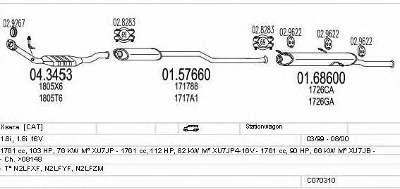 Mts C070310001256 Exhaust system C070310001256 C070310001256 Mts Exhaust system
