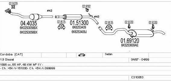 Mts C310063006950 Exhaust system C310063006950 C310063006950 Mts Exhaust system