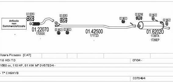 Mts C070494010256 Exhaust system C070494010256 C070494010256 Mts Exhaust system