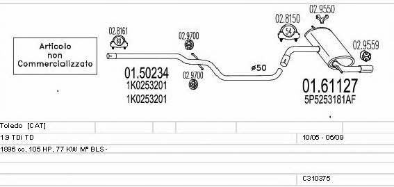 Mts C310375015997 Exhaust system C310375015997 C310375015997 Mts Exhaust system