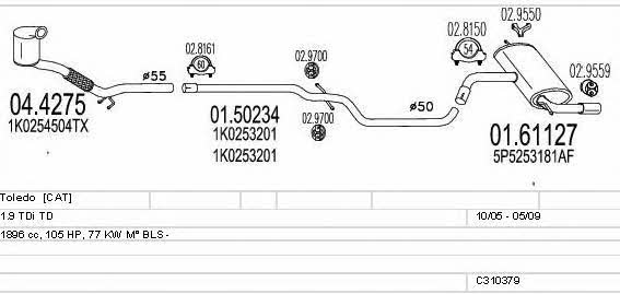 Mts C310379016009 Exhaust system C310379016009 C310379016009 Mts Exhaust system