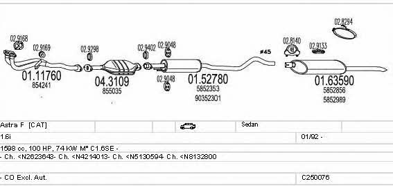 Mts C250076005183 Exhaust system C250076005183 C250076005183 Mts Exhaust system