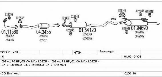  C250116005230 Exhaust system C250116005230