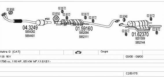 Mts C250175005295 Exhaust system C250175005295 C250175005295 Mts Exhaust system