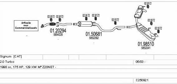 Mts C250921010123 Exhaust system C250921010123 C250921010123 Mts Exhaust system