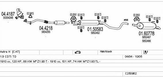 Mts C250962011465 Exhaust system C250962011465 C250962011465 Mts Exhaust system