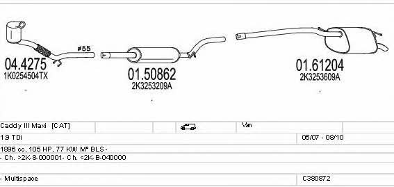 Mts C380872022988 Exhaust system C380872022988 C380872022988 Mts Exhaust system