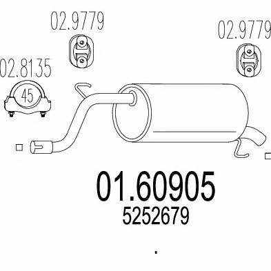 Rear silencer Opel Corsa D: 0160905 Mts End Silencer