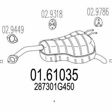 Exhaust muffler KIA Rio (Kia Rio): 0161035 Mts End Silencer
